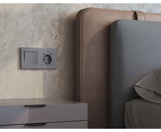 Комплект механизма электрической розетки 2USB С+C 20W с/з на винтовых зажимах 16A-250V Alfa Сталь ма