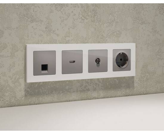 Комплект механизма компьютерной розетки RJ-45 экранированной с автоматической защитной шторкой Alfa