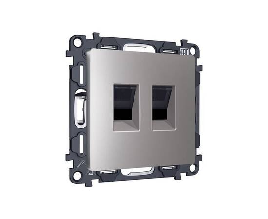 Комплект механизма компьютерной двойной розетки RJ-45 Ambrella Volt MA512110 (8P8C) CAT6 с автоматич, изображение 3