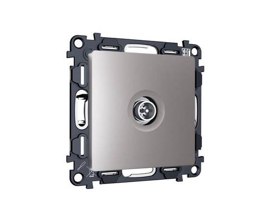 Комплект механизма TV розетки оконечной экранированной 5-1000MHz 3dB Alfa Сталь матовый Quant Ambrel, изображение 3