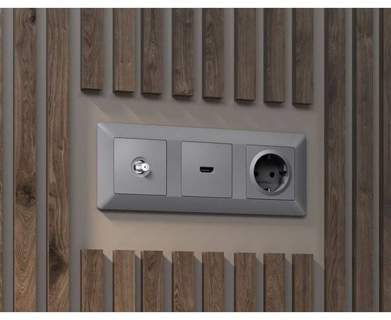 Комплект механизма TV розетки SAT 5-2400MHz 3.5dB Alfa Сталь матовый Quant Ambrella Volt MA513050 (A