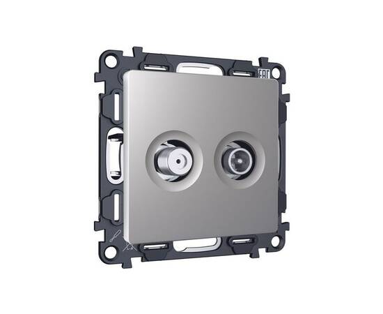 Комплект механизма розетки TV оконечной + SAT 5-862MHz 3.5dB/950-2150MHz 3.5dB Alfa Сталь матовый Qu, изображение 3