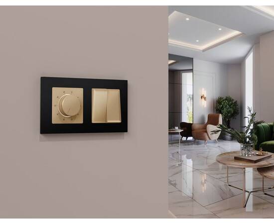 Комплект механизм 2-клавишного перекрестного выключателя 10A-250V Alfa Шампань Quant Ambrella Volt M