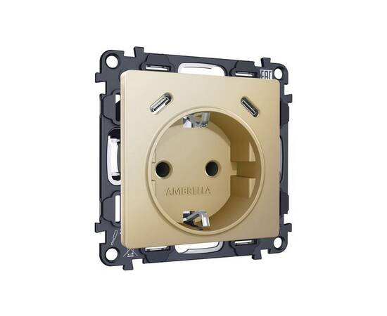 Комплект механизма электрической розетки 2USB С+C 20W Ambrella Volt MA610510 (быстрая зарядка) с/з н, изображение 3