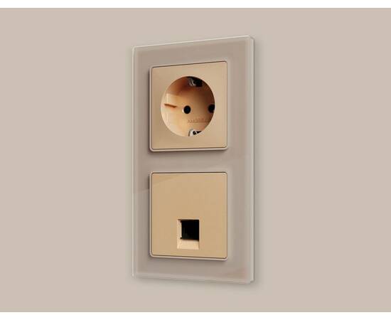 Комплект механизма компьютерной розетки RJ-45 экранированной с автоматической защитной шторкой Alfa, изображение 2