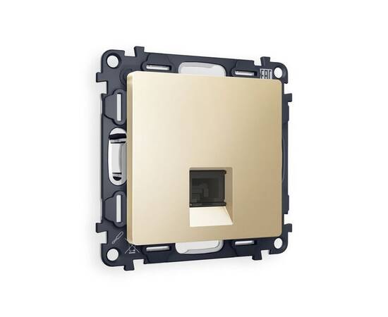 Комплект механизма компьютерной розетки RJ-45 экранированной с автоматической защитной шторкой Alfa, изображение 4