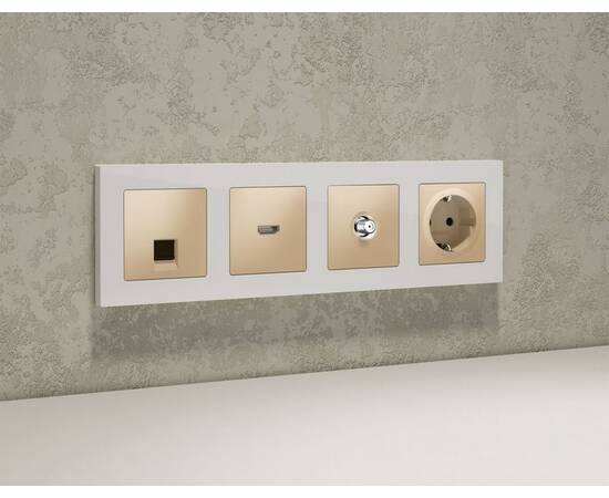 Комплект механизма TV розетки SAT 5-2400MHz 3.5dB Alfa Шампань Quant Ambrella Volt MA613050 (AP6130,