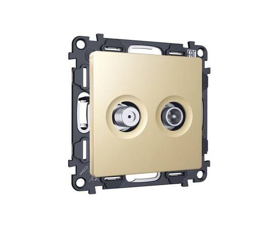 Комплект механизма розетки TV оконечной + SAT 5-862MHz 3.5dB/950-2150MHz 3.5dB Alfa Шампань Quant Am, изображение 3