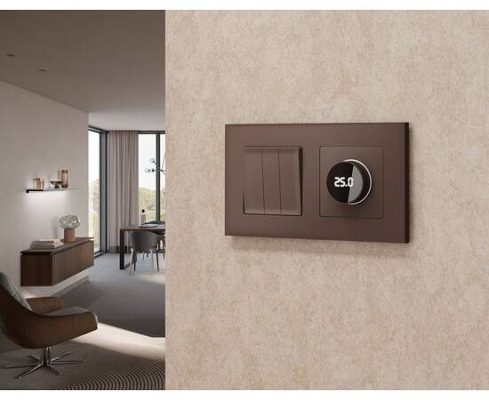 Комплект мех-ма термор-ра с цифровым дисплеем с подсветкой и датчиком для теплого пола Alfa Темная б