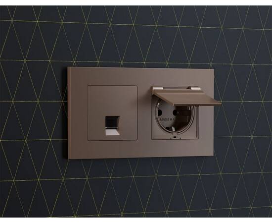 Комплект мех-ма компьютерной розетки RJ-45 экранированной с автоматической защитной шторкой Alfa Тем