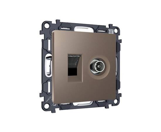 Комплект мех-ма розетки компьютерной + TV оконечной RJ-45 с автоматической защитной шторкой Alfa Тем, изображение 3