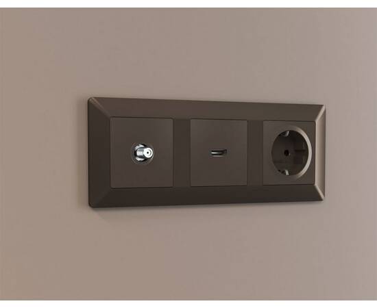 Комплект механизма TV розетки SAT 5-2400MHz 3.5dB Alfa Темная бронза матовый Quant Ambrella Volt MA6