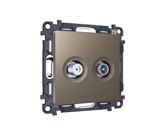 Комплект механизма розетки TV оконечной + SAT 5-862MHz 3.5dB/950-2150MHz 3.5dB Alfa Темная бронза ма, изображение 3