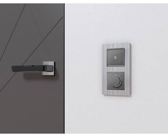 Комплект механизма терморегулятора с датчиком для теплого пола с подсветкой 16A-250V Alfa Антрацит с