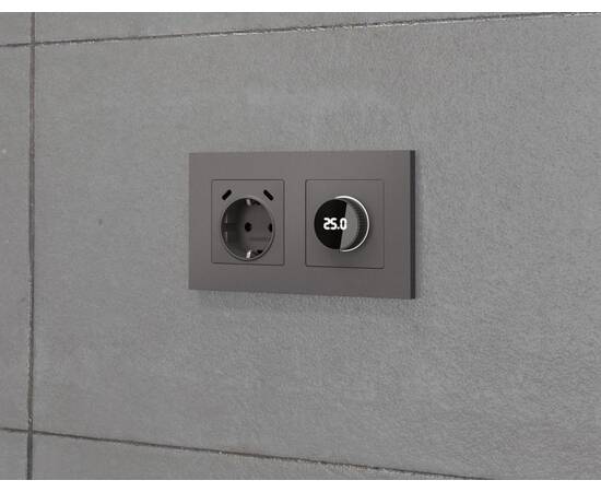 Комплект механизма электрической розетки 2USB С+C 20W с/з на винтовых зажимах 16A-250V Alfa Антрацит