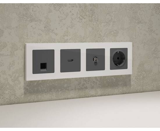 Комплект механизма компьютерной розетки RJ-45 экранированной с автоматической защитной шторкой Alfa