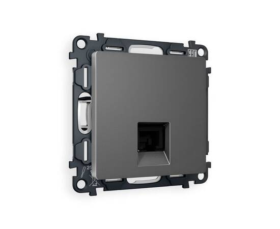 Комплект механизма компьютерной розетки RJ-45 экранированной с автоматической защитной шторкой Alfa, изображение 3