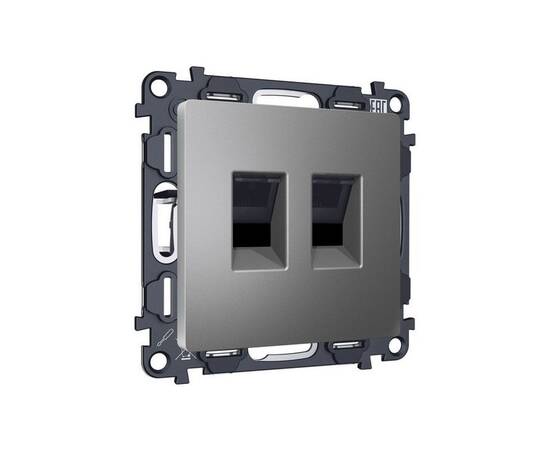 Комплект механизма компьютерной двойной розетки RJ-45 Ambrella Volt MA662110 (8P8C) CAT6 с автоматич, изображение 3