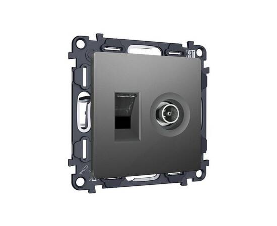 Комплект механизма розетки компьютерной + TV оконечной RJ-45 с автоматической защитной шторкой Alfa, изображение 3