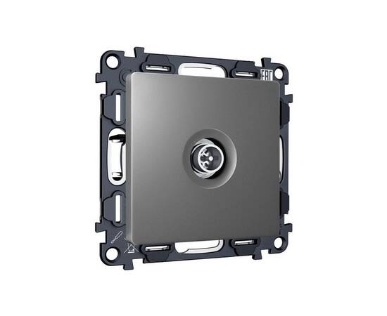 Комплект механизма TV розетки оконечной экранированной 5-1000MHz 3dB Alfa Антрацит серый Quant Ambre, изображение 3