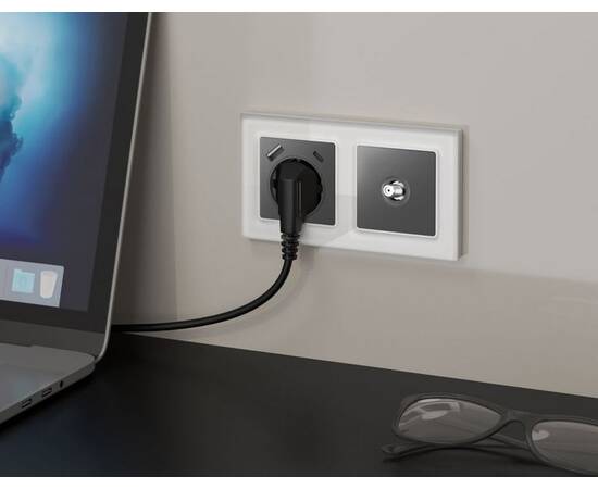 Комплект механизма TV розетки SAT 5-2400MHz 3.5dB Alfa Антрацит серый Quant Ambrella Volt MA663050 (