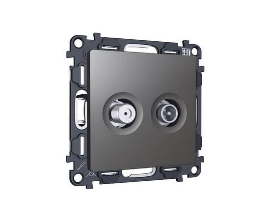 Комплект механизма розетки TV оконечной + SAT 5-862MHz 3.5dB/950-2150MHz 3.5dB Alfa Антрацит серый Q, изображение 3
