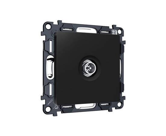 Комплект механизма TV розетки оконечной экранированной 5-1000MHz 3dB Alfa Черный матовый Quant Ambre, изображение 3