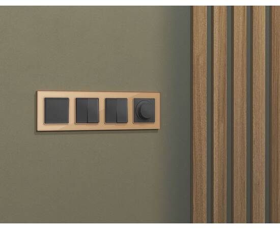 Комплект механизма 2-клавишного перекрестного выключателя 10A-250V Alfa Графит мягкое касание Quant