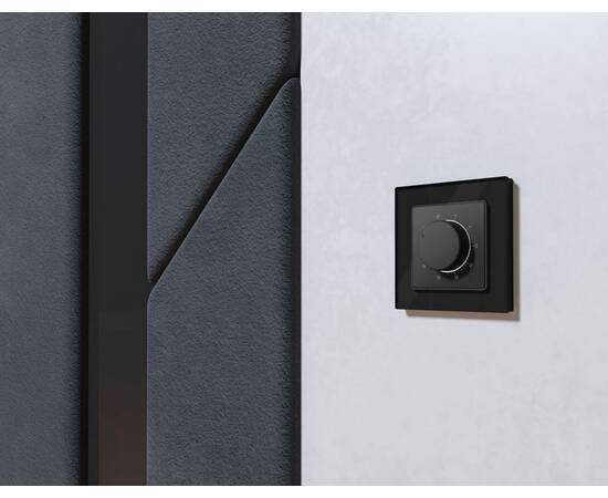 Комплект механизма терморегулятора с датчиком для теплого пола с подсветкой 16A-250V Alfa Графит мяг