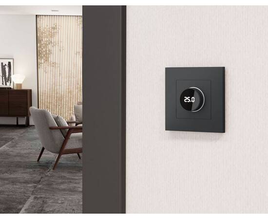 Комплект мех-ма термор-ра с цифровым дисплеем с подсветкой и датчиком для теплого пола Alfa Графит м