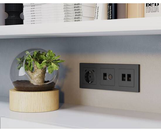 Комплект мех-ма розетки компьютерной + TV оконечной RJ-45 с автоматической защитной шторкой Alfa Гра