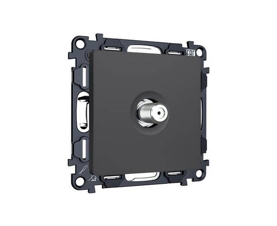 Комплект механизм TV розетки SAT 5-2400MHz 3.5dB Alfa Графит мягкое касание Quant Ambrella Volt MA91, изображение 3