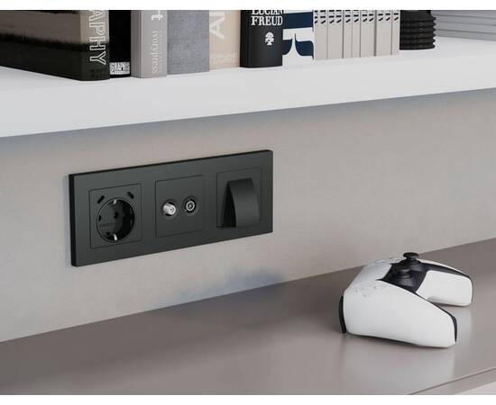 Комплект механизма розетки TV оконечной + SAT 5-862MHz 3.5dB/950-2150MHz 3.5dB Alfa Графит мягкое ка