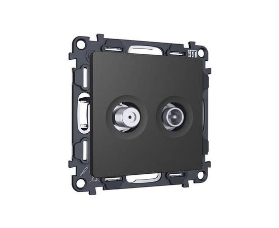 Комплект механизма розетки TV оконечной + SAT 5-862MHz 3.5dB/950-2150MHz 3.5dB Alfa Графит мягкое ка, изображение 3