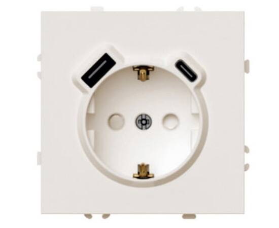 Розетка 1-местная з/ш с/з 16А + USB + Type C (механизм) Stekker Эмили RST16-5119-08 кашемир soft tou