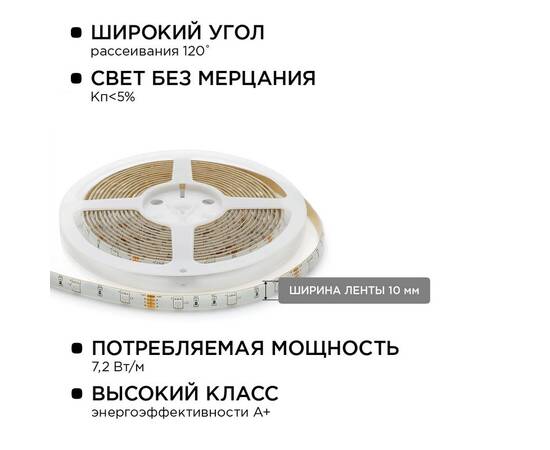 Комплект светодиодной ленты Apeyron 12В 7.2Вт/м smd 5050 30 д/м IP65 5м RGB (блок, коннектор, контро, изображение 6