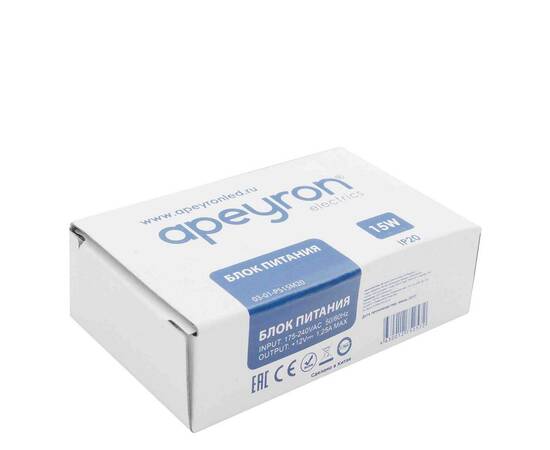 Блок питания Apeyron 12В 15Вт IP20 1,25А 03-01, изображение 10