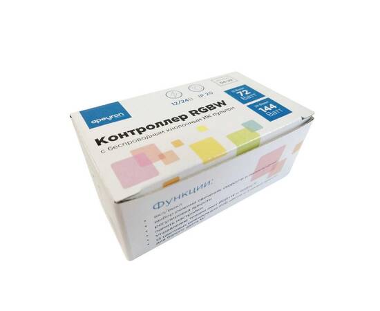 Контроллер для светодиодной ленты RGBW Apeyron 72Вт 12-24В 4*15A/канал IP20 пульт, DC-коннектор для, изображение 5