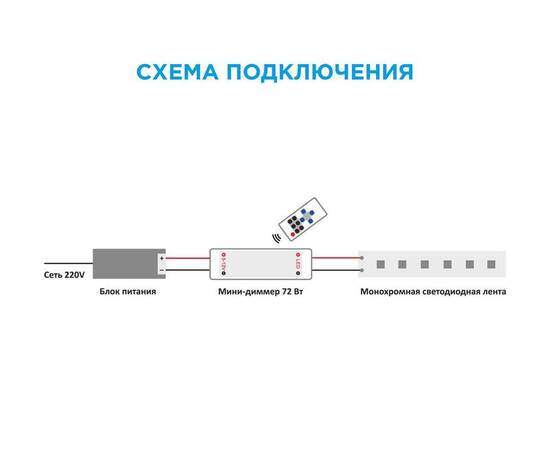 Мини-диммер для светодиодной ленты Apeyron 12В 72Вт RF пульт 04-10, изображение 8