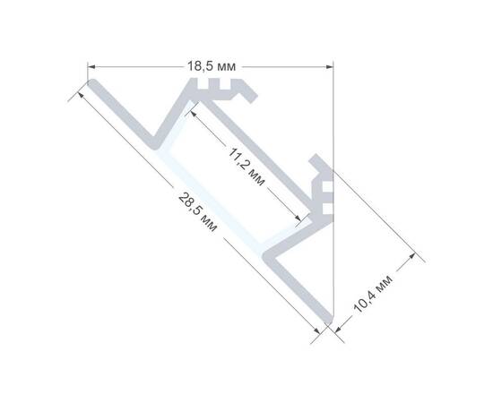 Профиль угловой накладной Apeyron ширина ленты до 10мм (рассеиватель, заглушки - 2шт) 08-03, изображение 2
