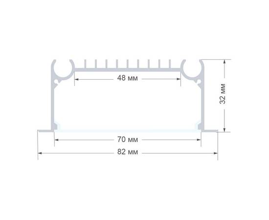 Профиль П-образный встраиваемый Apeyron ширина ленты до 48мм (рассеиватель, заглушки - 2шт) 08-29, изображение 2