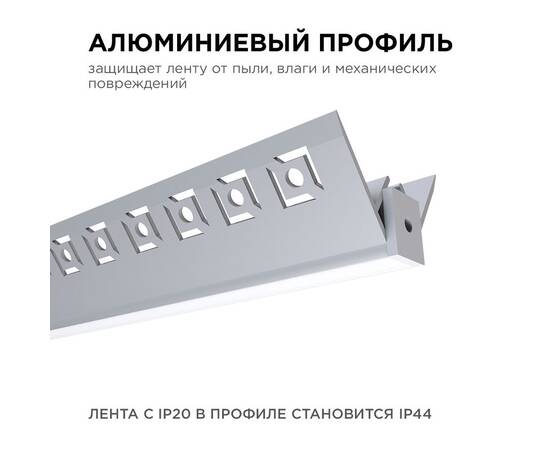 Профиль под штукатурку Apeyron ширина ленты до 9мм (рассеиватель, заглушки - 2шт) 08-45, изображение 4