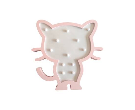 Светодиодный ночник Apeyron Котенок теплый белый 2хААА МДФ 12-173