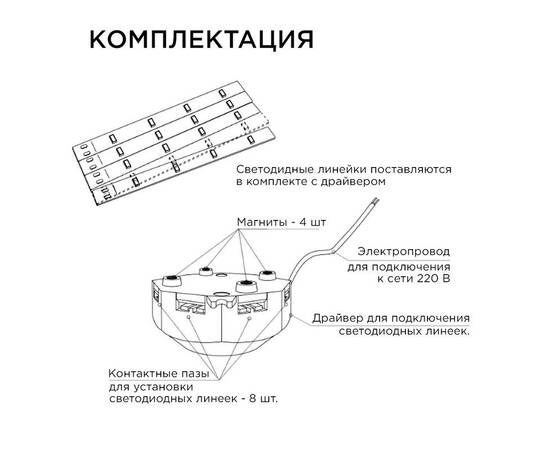 Комплект светодиодных линеек Apeyron Звездочка 220В 5730 8Вт 3000К IP30 12-16, изображение 3