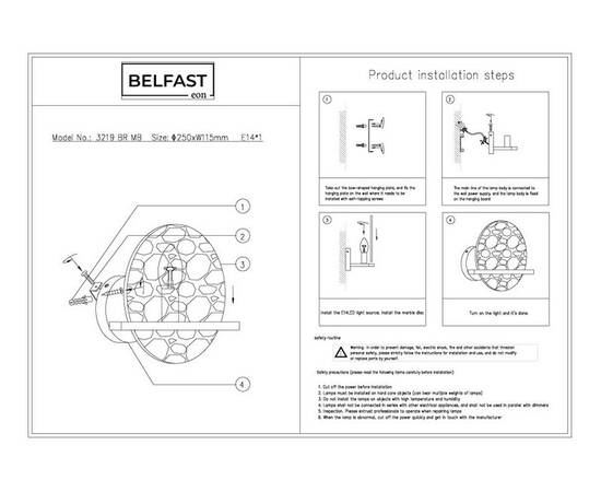 Настенный светильник Belfast Ravenhill 3219 BR MB, изображение 7