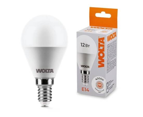 Светодиодная лампа WOLTA 12Вт 4000K Е14 груша матовая 25S45GL12E14