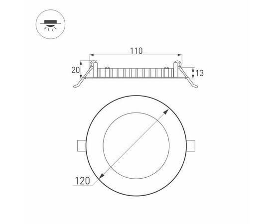Встраиваемый светодиодный светильник Arlight DL-120M-9W Warm White 020107, изображение 7