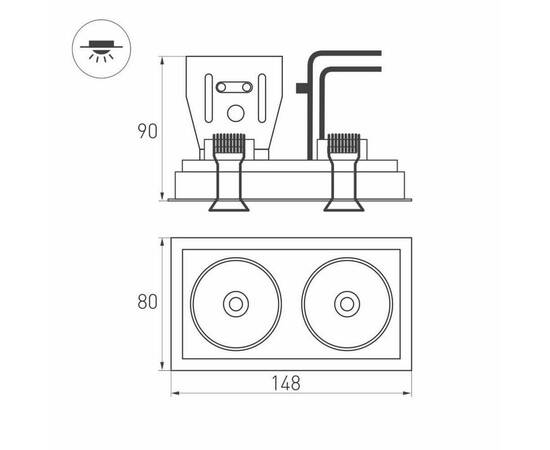 Встраиваемый светодиодный светильник Arlight CL-Simple-S148x80-2x9W Day4000 028150, изображение 5