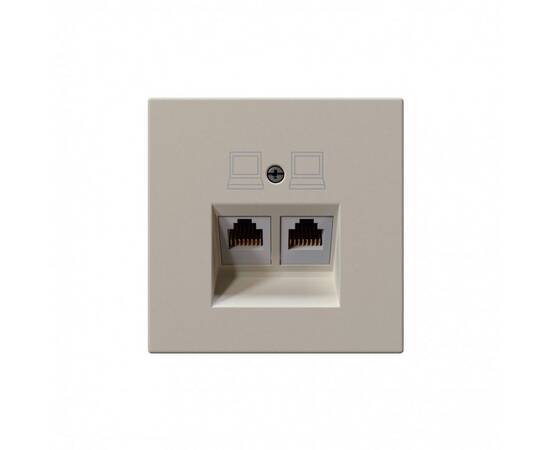 Интернет-розетка RJ45 двойная с накладкой, цвет Сахара Jasmart FD6106SH
