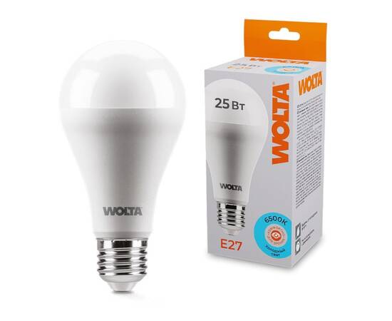 Светодиодная лампа WOLTA 25Вт 6500К E27 груша матовая 25W67BL25E27